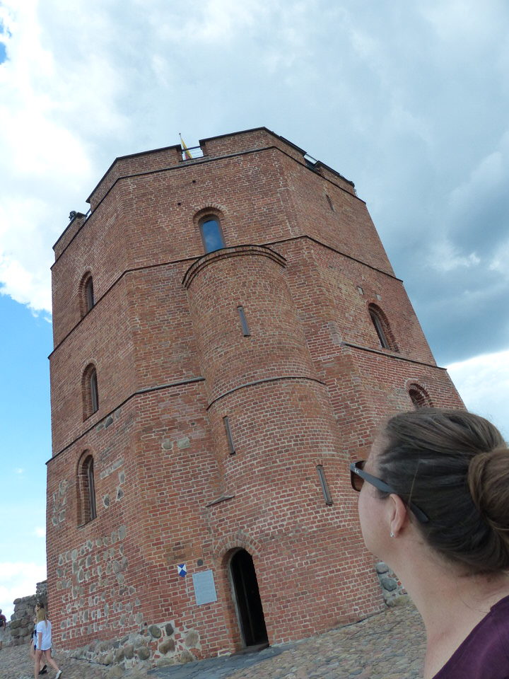 a huge red brick tower