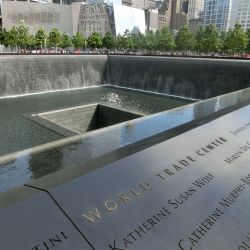 The 9/11 monument water fountains and names of those who died