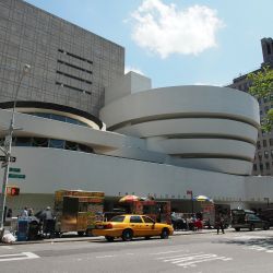 The outside of the Guggenheim from across the street